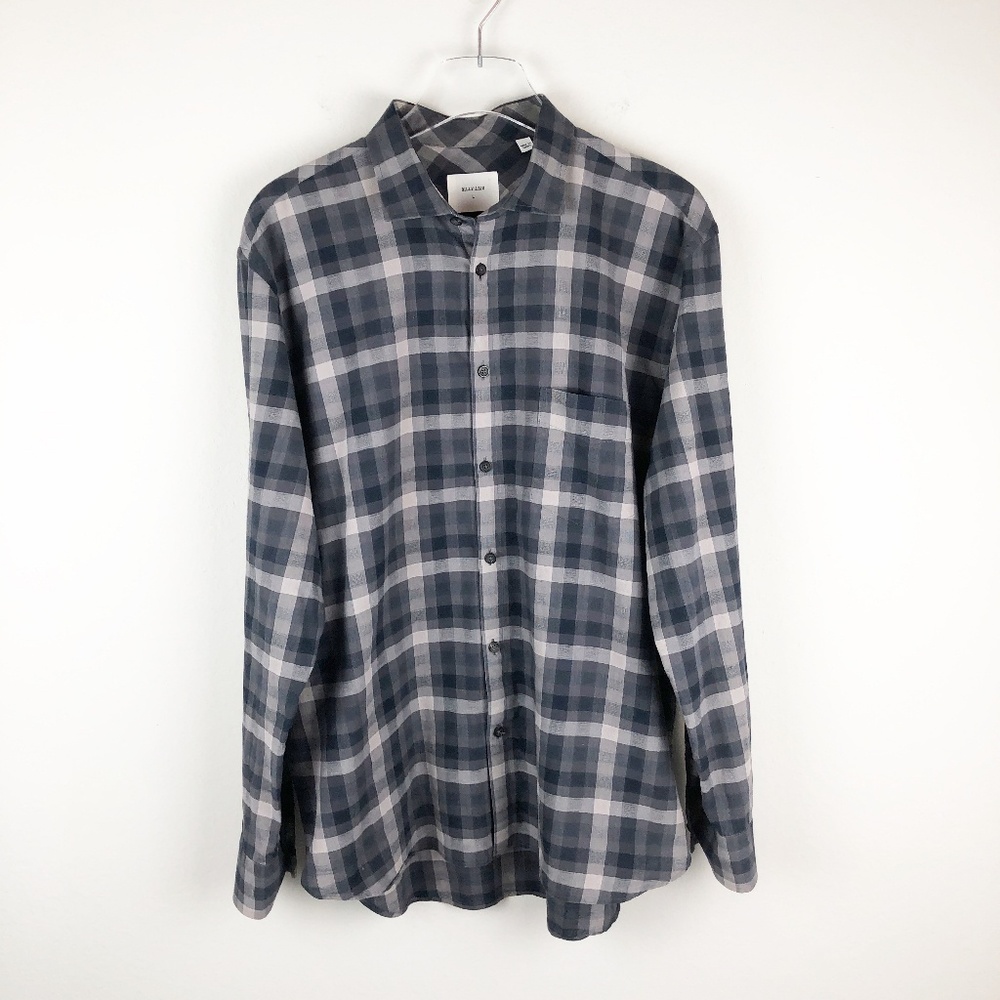 Billy Reid Gray Plaid Standard Button Up Shirt (L)